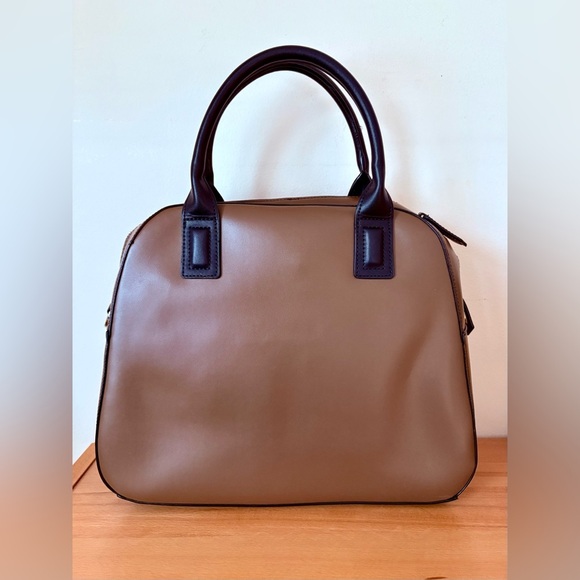 NWT | Vera Bradley Bowler Satchel Handbag | Coffee Brown with Python Print - Picture 3 of 7